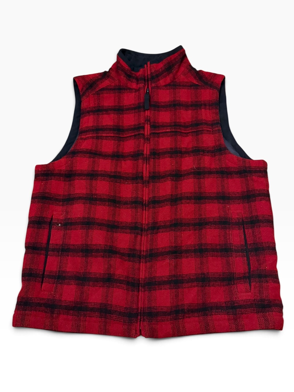 L.L. Bean Red Plaid Wool Vest Men's Size Medium